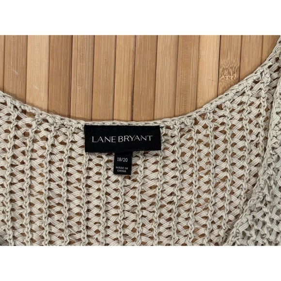 Lane Bryant Fringe Knit Tank Top Sleeveless Stretch Beige Sweater Women’s 18/20 - Picture 3 of 6